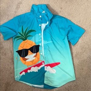 Tropical Blue Pineapple Surf Kids Shirt